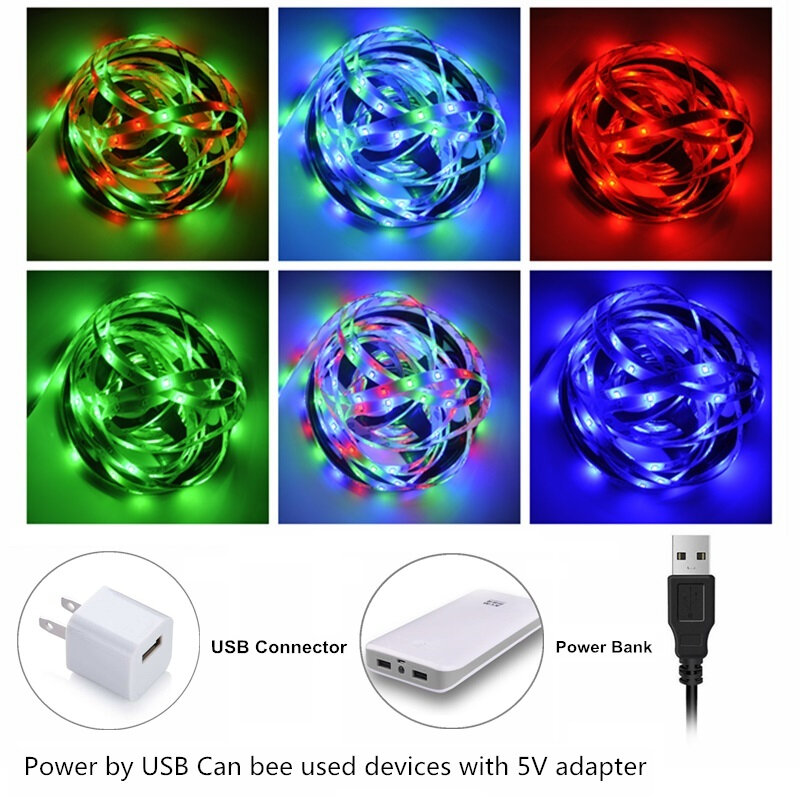 5V 2835 strisce luminose a LED decorazione illuminazione telecomando a infrarossi USB lampada a nastro per retroilluminazione RGB da camera da letto per feste