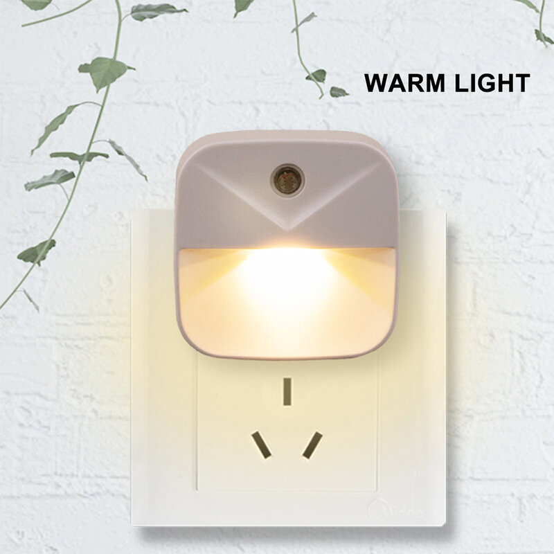 EU US Plug Light Sensor Control Night Light Mini Novelty Square Bedroom Lamp For Baby Children Gift Romantic Light