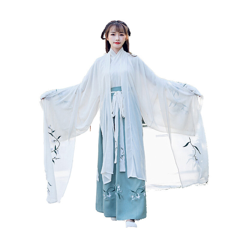 Damski nowy styl starożytny w chińskim stylu hanfu dorosła kobieta w stylu chińskim Han Element haftu występ na scenie zestaw