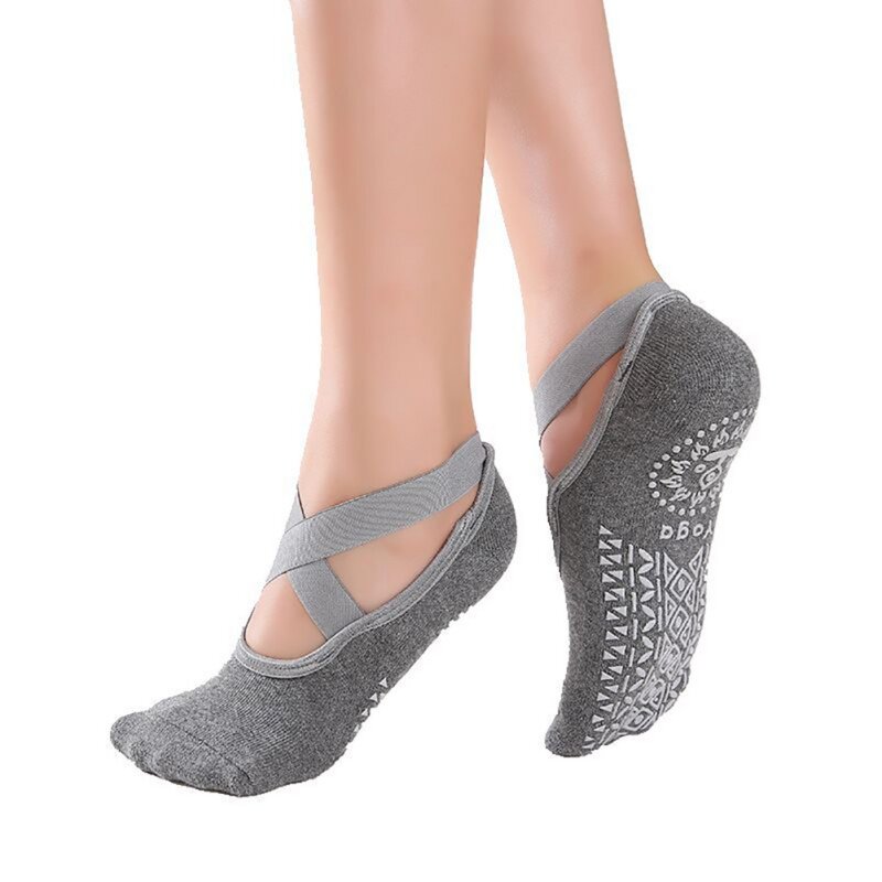Высококачественные женские носки для пилатеса, Нескользящие Дышащие носки с открытой спиной для йоги, женские спортивные носки для балета ...
