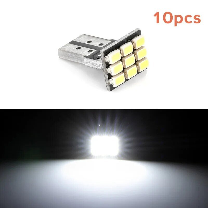 10PCS T10 LED License Plate Lights Lamp 9SMD 2825 192 194 168 W5W Car Led Wedge Dashboard Dome Bulb Lamps Auto Interior Light