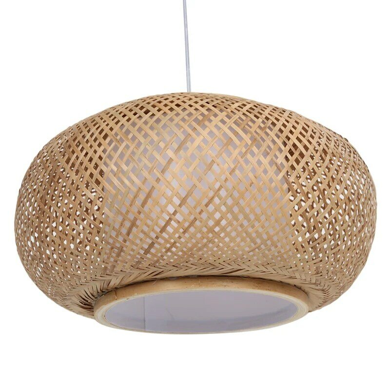 Abajur de bambu, sombra de teto pingente, diy vime rattan lâmpada tons tecer pendurado luz (não contém lâmpadas)