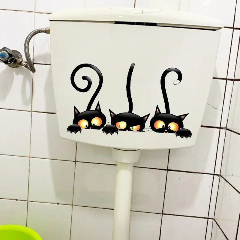 YOJA 23.9*14.2 سنتيمتر ساحرة القط مضحك المرحاض ملصقا الأطفال غرفة نوم جدار صائق المنزل الديكور T1-0051