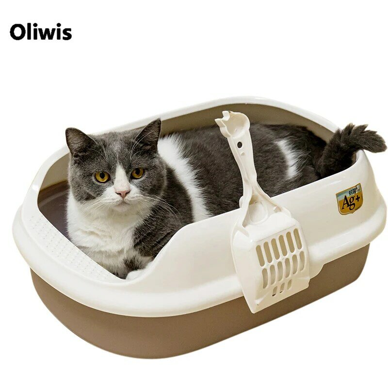 Caixa de banheiro para gato 2 or3 camadas, produto semi-fechado anti-respingo, pote para gato, areia de cristal/blonita/tofu disponível