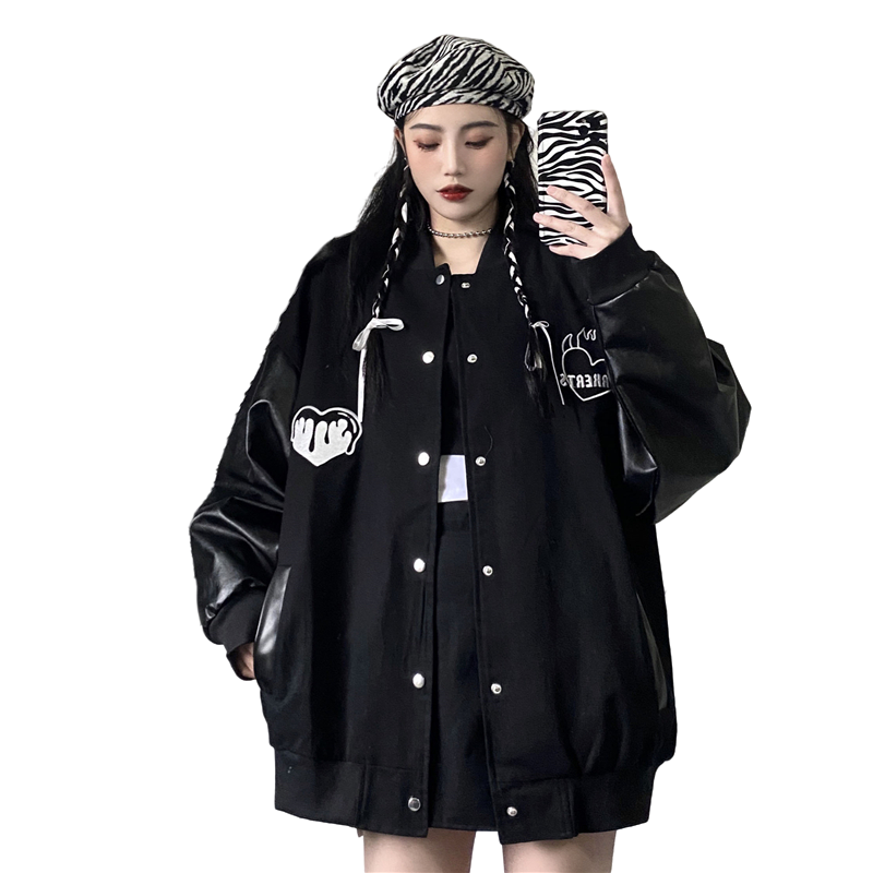 Chaqueta de béisbol holgada para mujer, chaqueta negra versátil, versión coreana, primavera y otoño, 2022