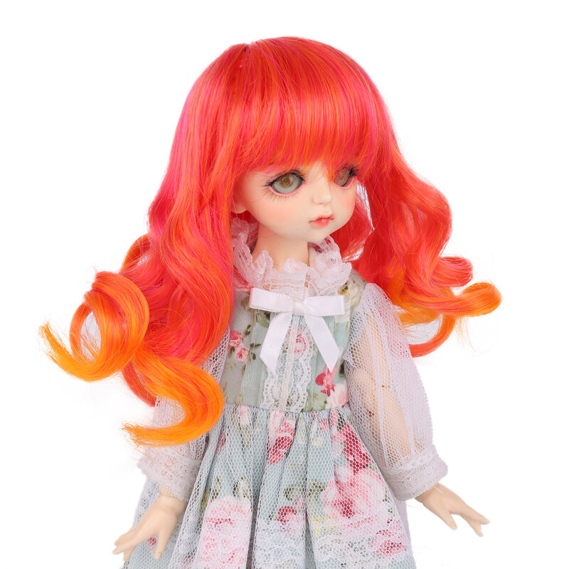 Aidolla – perruque de poupée BJD 1/4 1/6, couleur dégradée, cheveux bouclés de longueur moyenne, haute température, accessoires pour poupées DIY