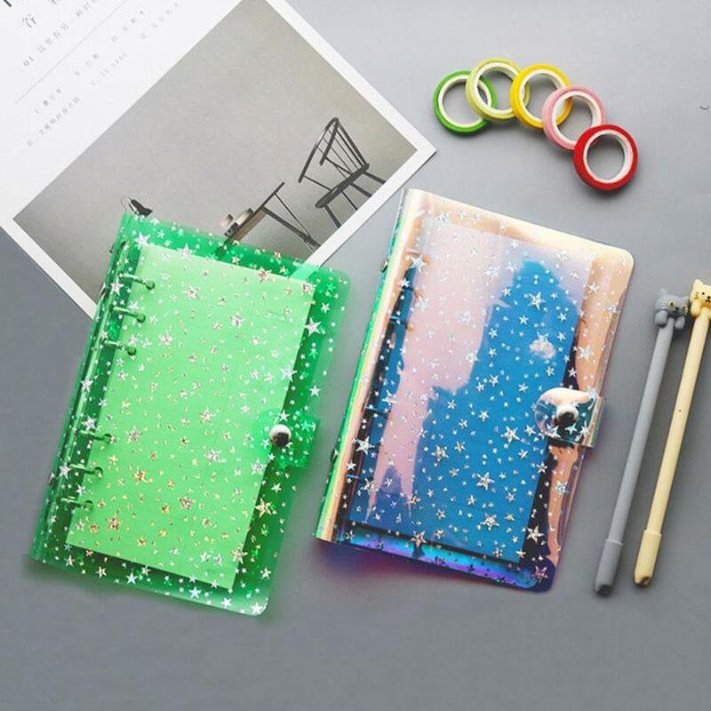 1Pcs A5 A6 A7 Star Loose Leaf Case Transparent File 2021 Planner Binder Cover Office Stationery Supplies Journal Folder Not S8D8