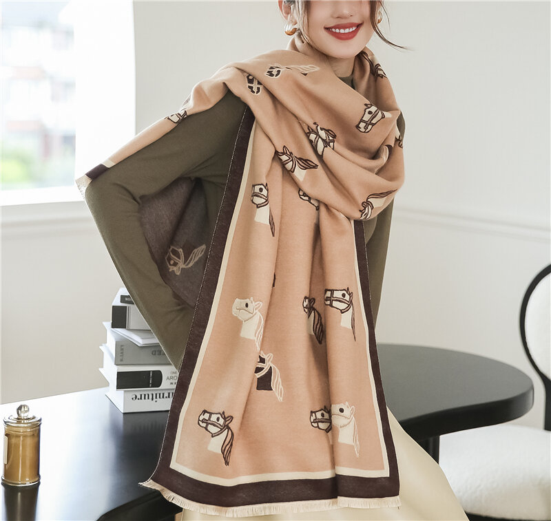 Longo lenço de caxemira cachecol feminino grosso cobertor quente xales e envoltórios inverno outono bufanda senhoras pashmina hijab echarpe 2022