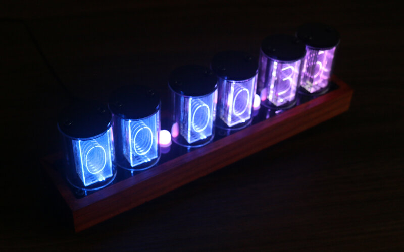Zirrfa 6 Bits Full Color Led Glow Buis Digitale Klok Diy Kit Retro Bureau Horloge 5V Micro Usb Aangedreven