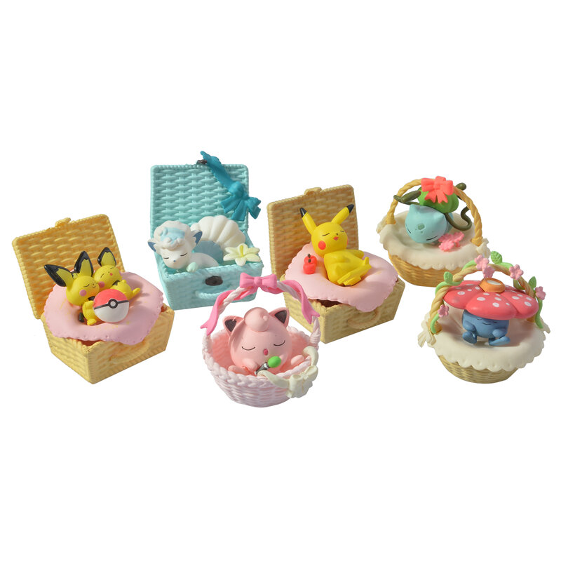 Original Box Pokemon Eevee Family Super Cute Sleeping Pikachu Charizard Action Figure Model Toys Children's Birthday Gift Set