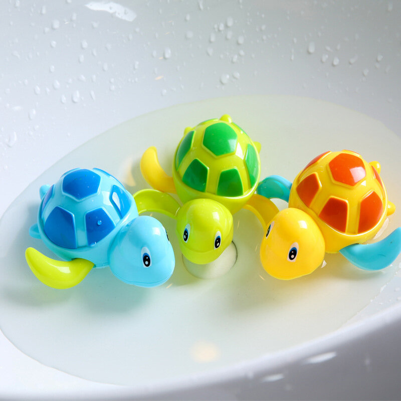 3 cores clássico dos desenhos animados do bebê tartaruga brinquedo de natação brinquedo de água corda até corrente clockwork praia banho brinquedos presente aniversário para crianças