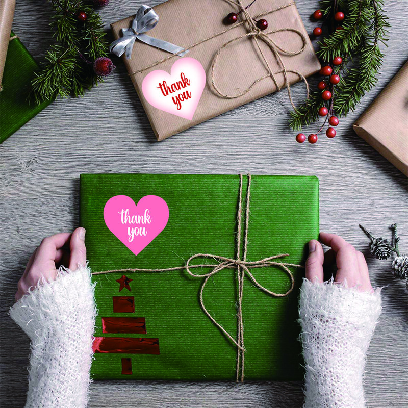 500pcs amore a forma di cuore grazie adesivi sigillo etichette Scrapbook per confezione regalo forniture per feste di compleanno adesivo di cancelleria