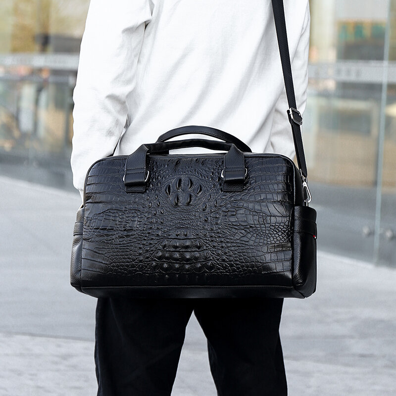 Yilian moda couro de crocodilo impressão homem saco casual moda mão camada superior maleta negócios
