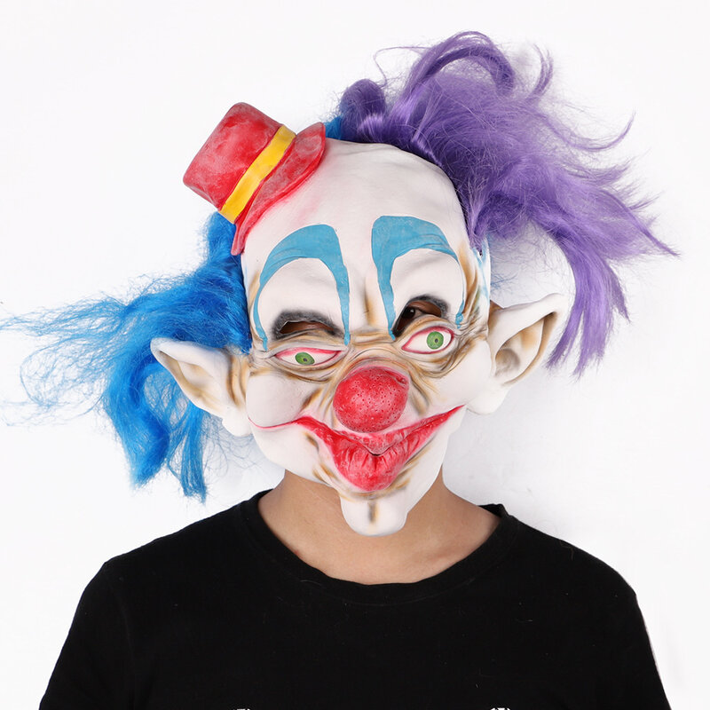 Halloween horror máscara capacete thriller cosplay máscara de palhaço masquerade spoof rir festa cultura torcida país das maravilhas máscara de látex