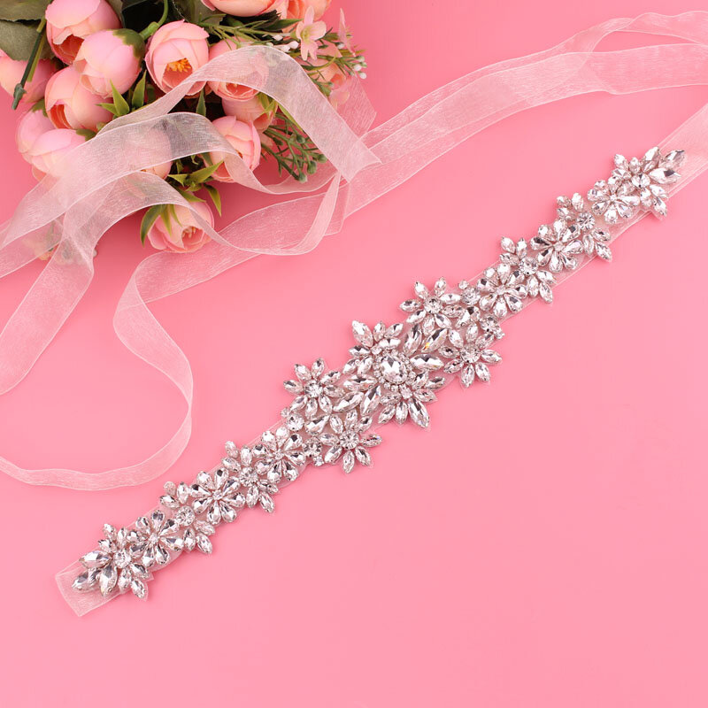 YJDiamond-vestido de novia de cristal plateado, cinturón y vestido de novia con diamantes para mujer