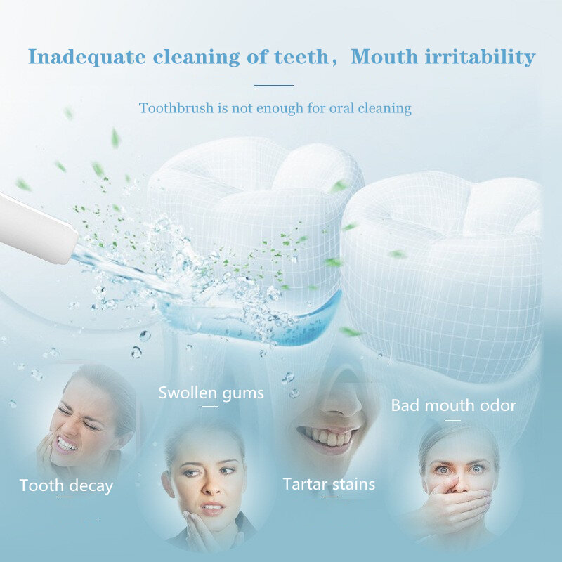 Очиститель зубов Электрический бытовой ультразвуковой IPX7 отбеливающий ороситель для полости рта ороситель для мытья и удаления очков и Та...