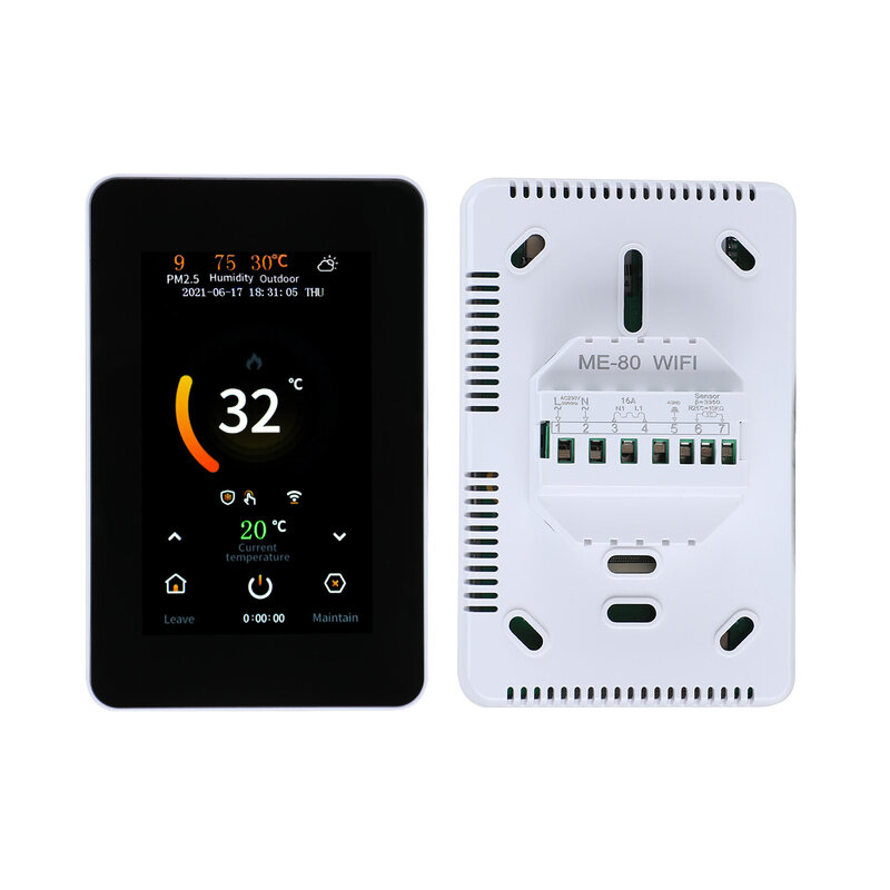 جهاز تحكم في درجة الحرارة الذكي من Lonsonho Tuya مزود بالواي فاي وشاشة LCD تعمل باللمس للمنزل الذكي Alexa متوافق مع جوجل