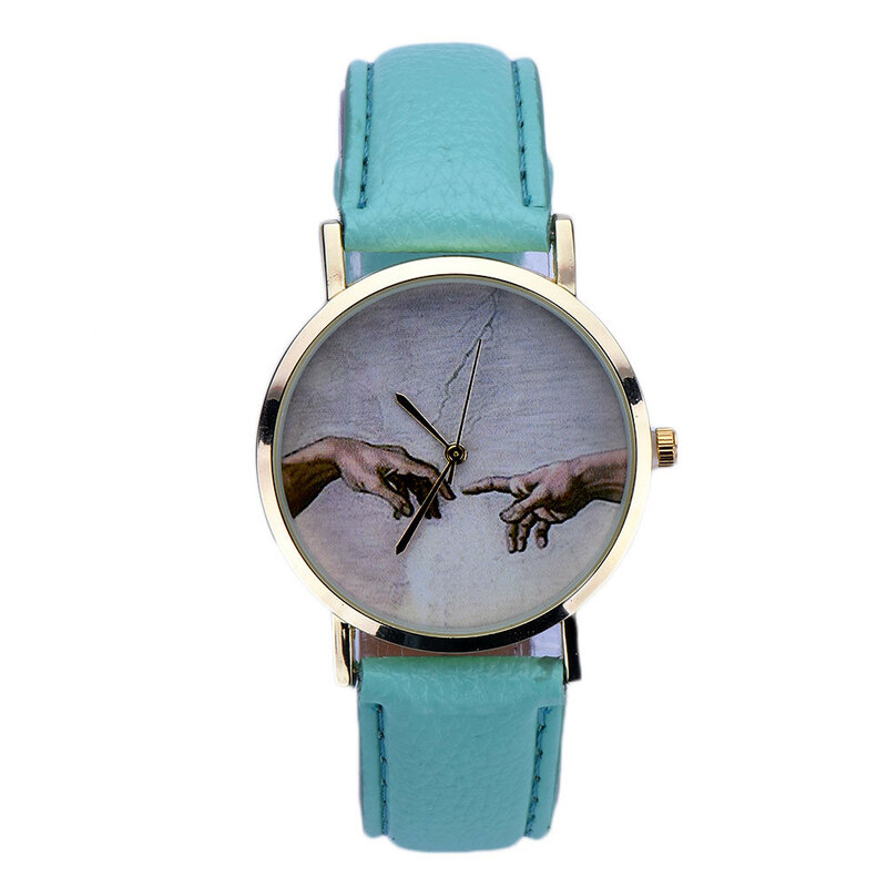 정품 남여 Reteo 시계 남녀 공용, 가죽 벨트 쿼츠 손목 시계 크리에이티브 시계
