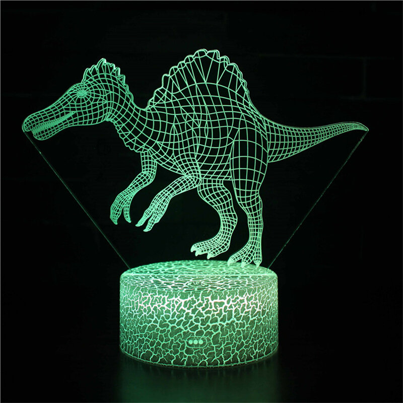 Luz Nocturna creativa de diseño creativo de dinosaurio pequeño, lámpara de mesa visual 3D con control remoto táctil colorido, iluminación de vacaciones de regalo