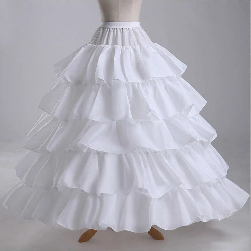4ห่วง5ชั้น Ball Gown Petticoats สีดำ Petticoat Crinoline กระโปรง Big Ruffle อุปกรณ์จัดงานแต่งงาน Tulle Underskirts