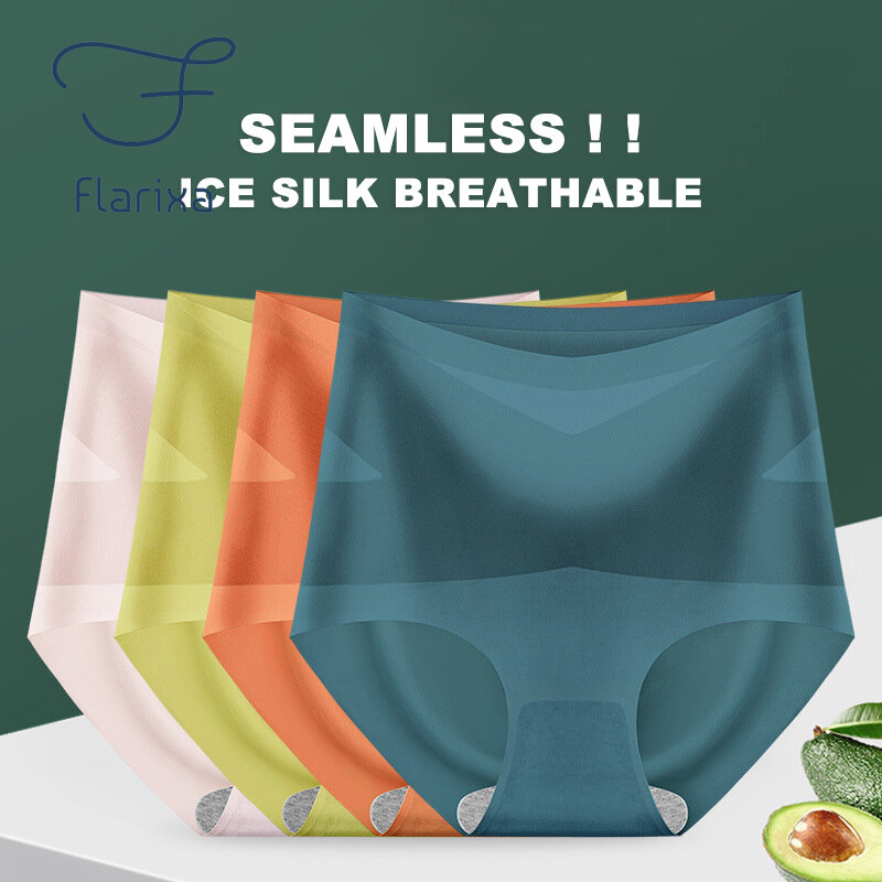 Flarixa 2022 lodowy jedwab bezszwowe majtki wysokiej talii płaskie brzuch majtki damskie silne kształtowanie sylwetki spodnie 3D Hip Lift figi L-XXL