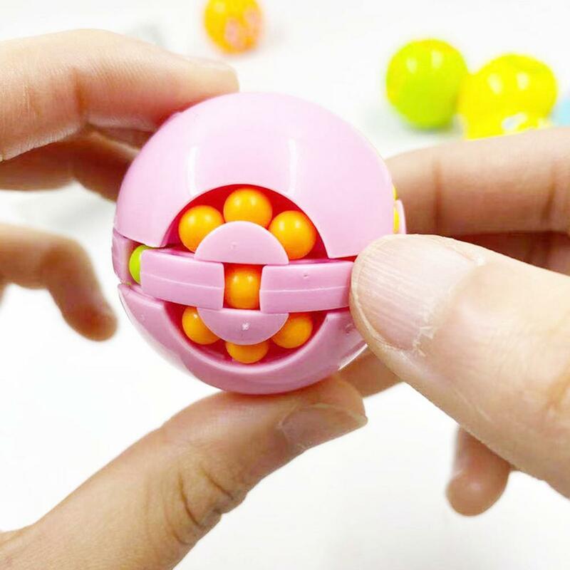 1 Buah Kubus Mini Anti Stres Kacang Ajaib Kecil Mainan Penghilang Stres Kubus Berputar untuk Anak-anak Dewasa Bola Dekompresi Mainan Sensorik Puzzle