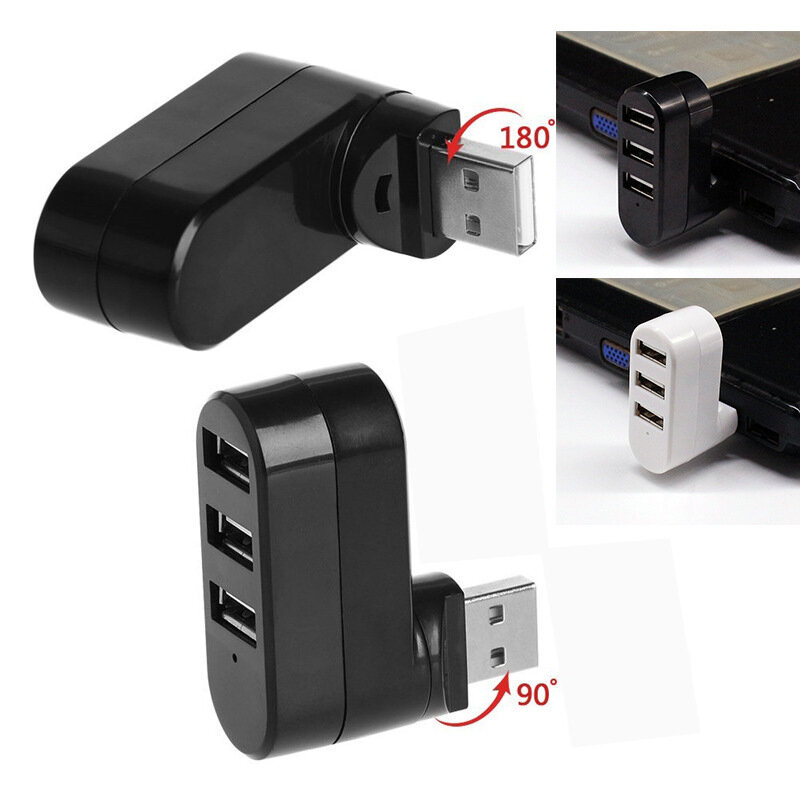 1PC USB 2.0 3-Port Hub 7-ตัวอักษรหมุนฮับ3-Port Multi-Function Extender USB USB 3พอร์ต Splitter สำหรับคอมพิวเตอร์