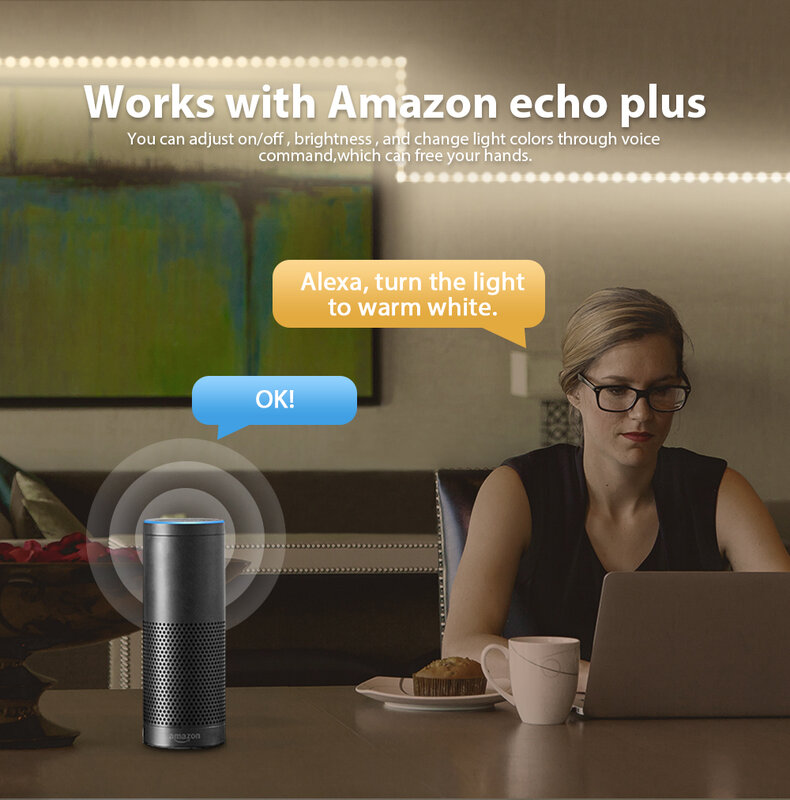 Светодиодная лента OPTO ZigBee 3,0 RGBCCT, управление светодиодной полосой, умное приложение, голосовое управление, работа с Alexa Echo Plus, умные устройст...