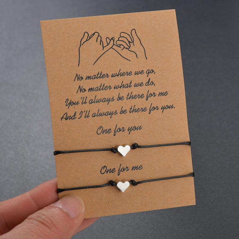 Pulseras ajustables con forma de corazón para mujer, 2 piezas, cadena de mano de amistad, regalo para madre, hija y parejas