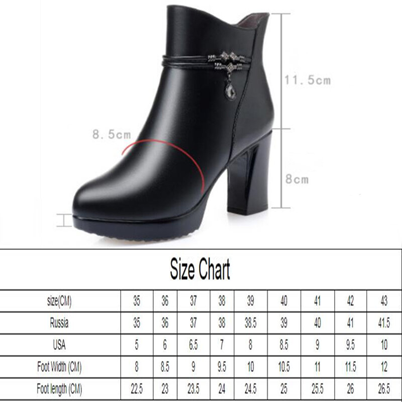 AIYUQI 2022 New Wool Winter Cow Leather Boots Woman Thick Heel Fashion Platform High Heels Booties For Women