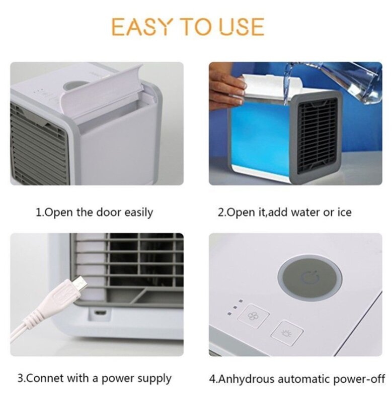 Mini climatiseur Portable USB 7 couleurs, ventilateur de refroidissement de l'air, humidificateur, purificateur pour bureau, chambre à coucher