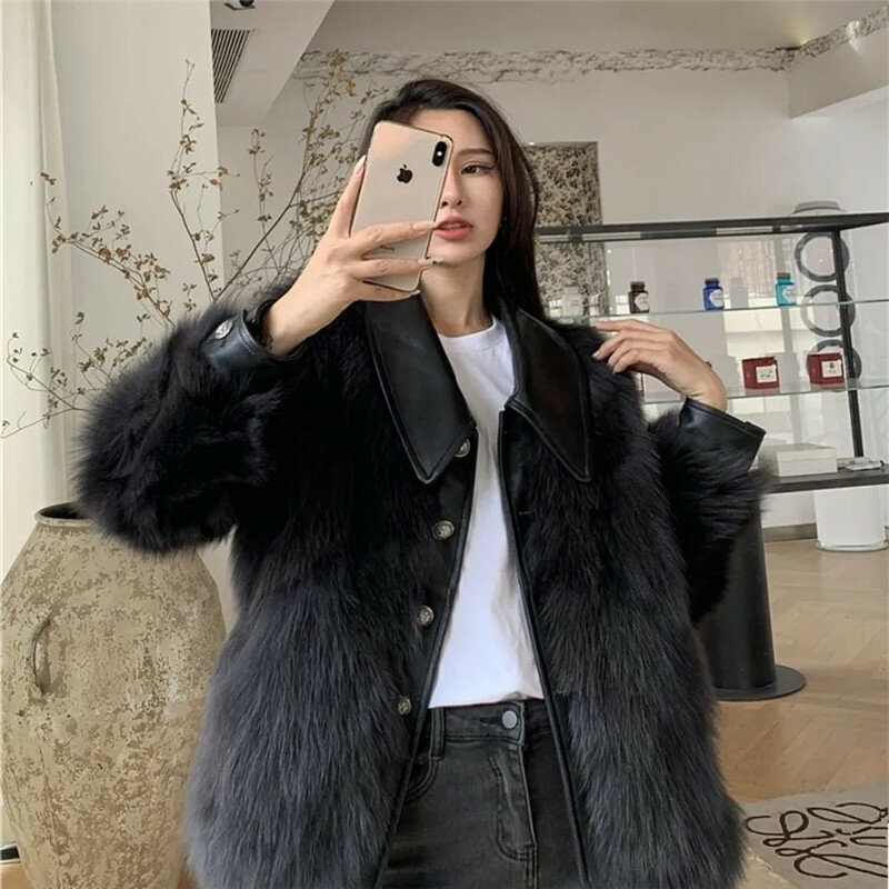 2021 женская зимняя куртка из искусственного меха теплая меховая куртка из искусственного меха новый стиль женское короткое пальто из искусс...