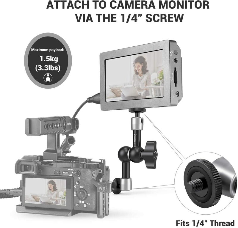 Smallrig Dslr Camera Verstelbare Magic Arm 5.5 Inch Scharnierende Arm Functie Met 1/4 Draad Voor Lcd Monitor Ondersteuning 2065