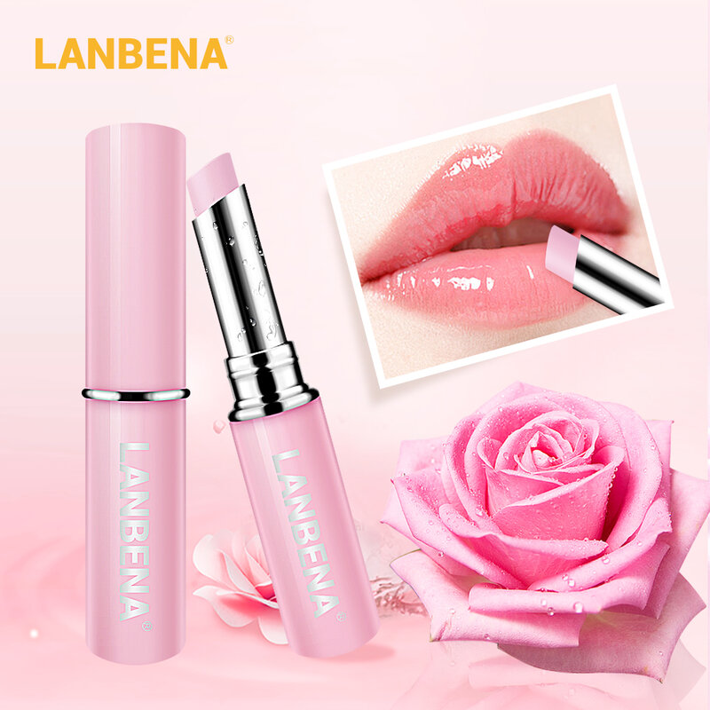 LANBENA Rose Lip Balm Natural Extract Lipstick Fade Lines Nourishing Moisture Lips Care Relieve Dryness Long Lasting Daily Use