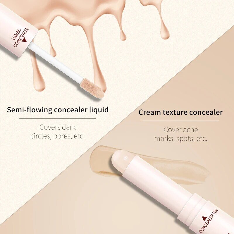 Duplo-headed corretivo caneta modificação para cobrir acne nude maquiagem serviço pós à prova dwaterproof água corretivo maquiagem