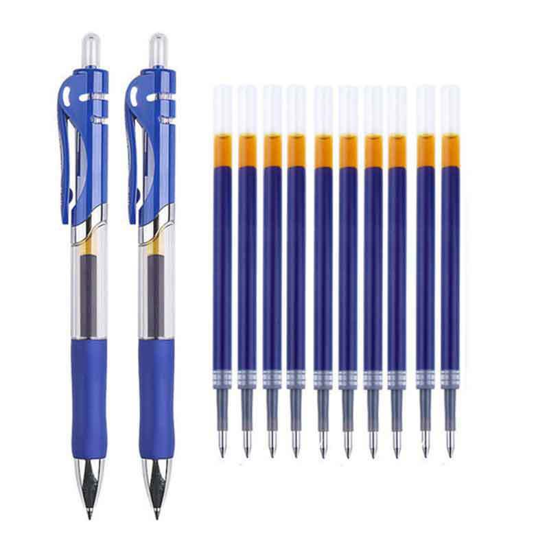 Juego de Gel de bolígrafos retráctiles, recambios reemplazables de 0,5mm, tinta negra/roja/Azul, material de papelería para oficina y escuela