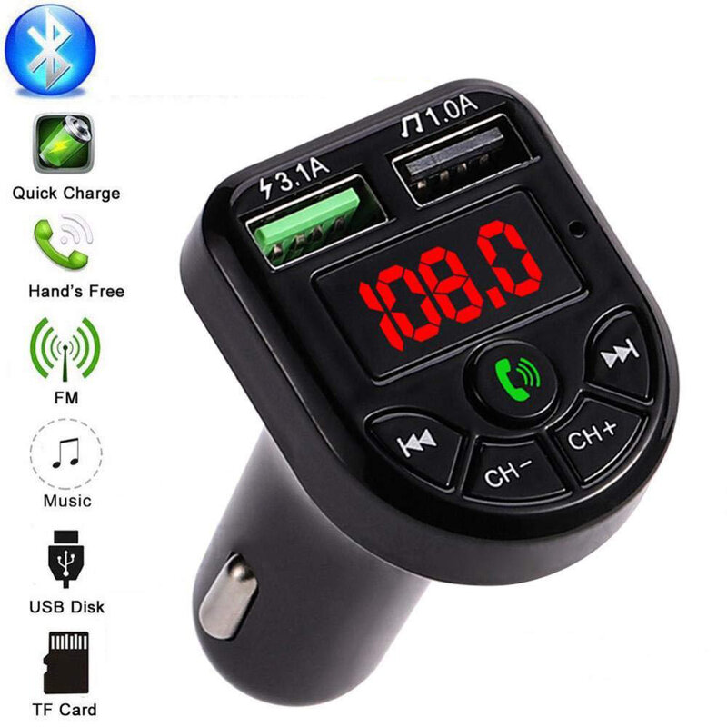 Pemancar FM Kit Mobil Yang Kompatibel dengan Bluetooth Layar LED USB Ganda Pengisi Daya Mobil 3, 1A 2 Port USB Pemutar Musik MP3 Mendukung Disk TF/U