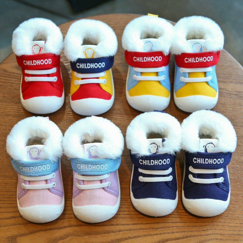 2021 Winter Girls Boys Snow Boots Toddler Infant Boots Warm Plush Outdoor Baby Boots Non-slip Comfort Kids Cotton Shoes