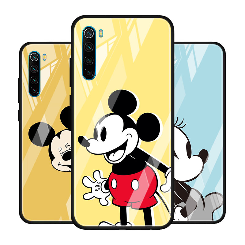 Disney-carcasa de lujo para Xiaomi Redmi K40 K30 K20 Pro Plus 9C 9A 9 8A 7, funda de vidrio templado para teléfono