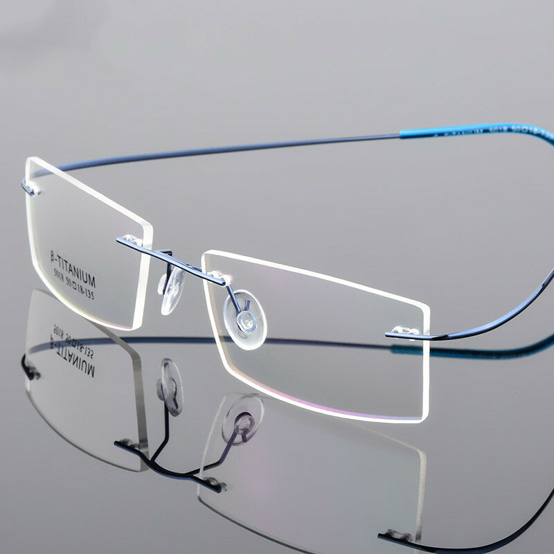 Montura de gafas sin montura de titanio puro clásico para hombre, montura óptica para miopía, marco de anteojos sin marco de titanio ultraligero