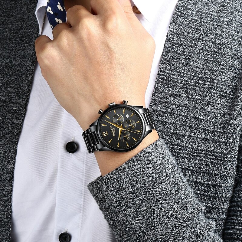 NIBOSI męskie zegarki złoty stal nierdzewna wodoodporny zegarek kwarcowy mężczyźni marka ekskluzywny zegarek męski sport Wrist Watch hurtownia Saat