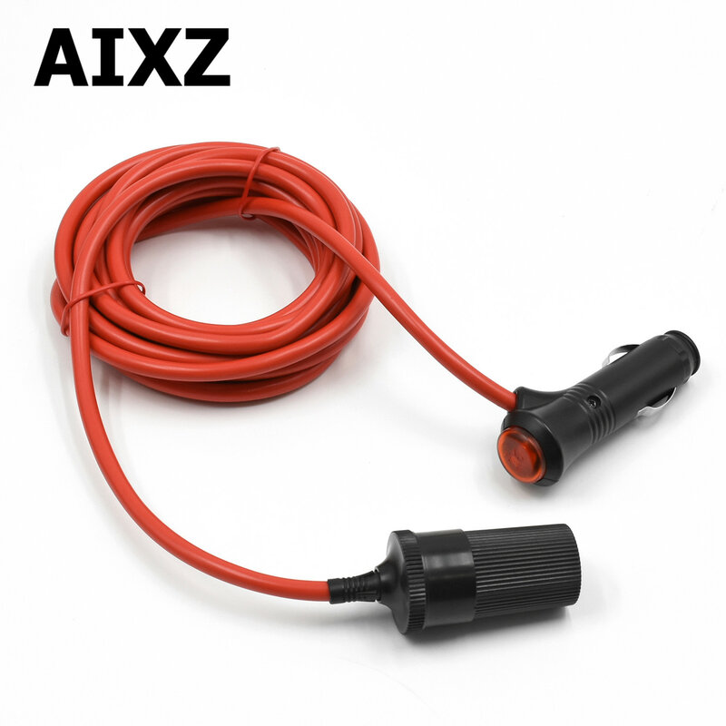 3.7M Car Cigarette Lighter Splitter Socket Plug Extension Cord Cable 12V/24V On&Off Button Type Auto Universal Power Adapter