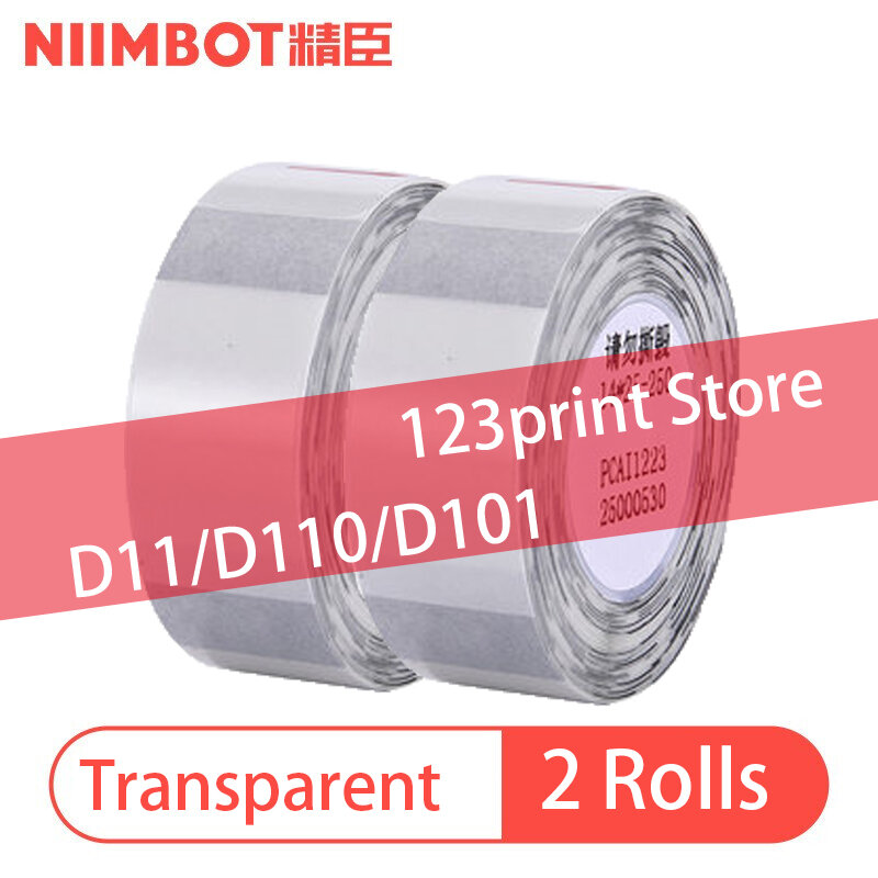 2 Rolls Niimbot D11/D110 Transparante Label Waterdichte Naam Sticker Waterdicht Zelfklevende Naam Sticker Jc Printer Label papier