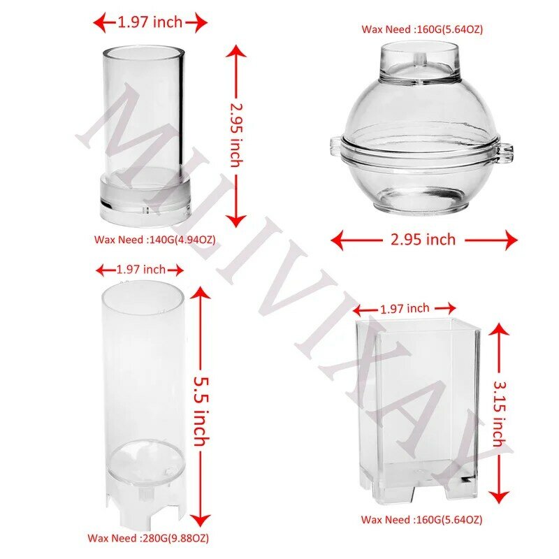 MILIVIXAY 1Set/4Pc Plastic Candle Molds for Candle Making Pillar/Cylinder/Rectangle/Sphere Craft Candle Making Mold