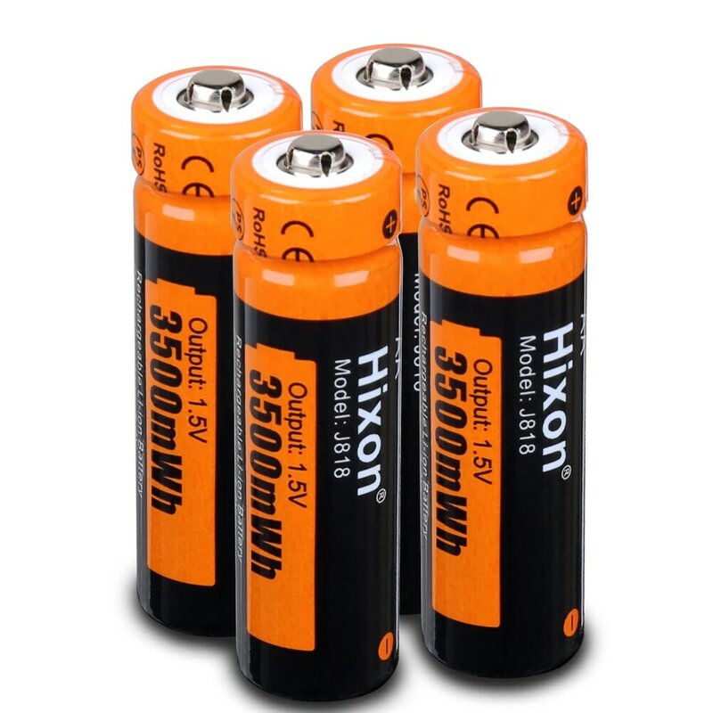 Hixon-bateria recarregável de lítio aa -- com 4 portas, 1.5 mwh, v, 4pc, carregador e substituição de bateria para mouse