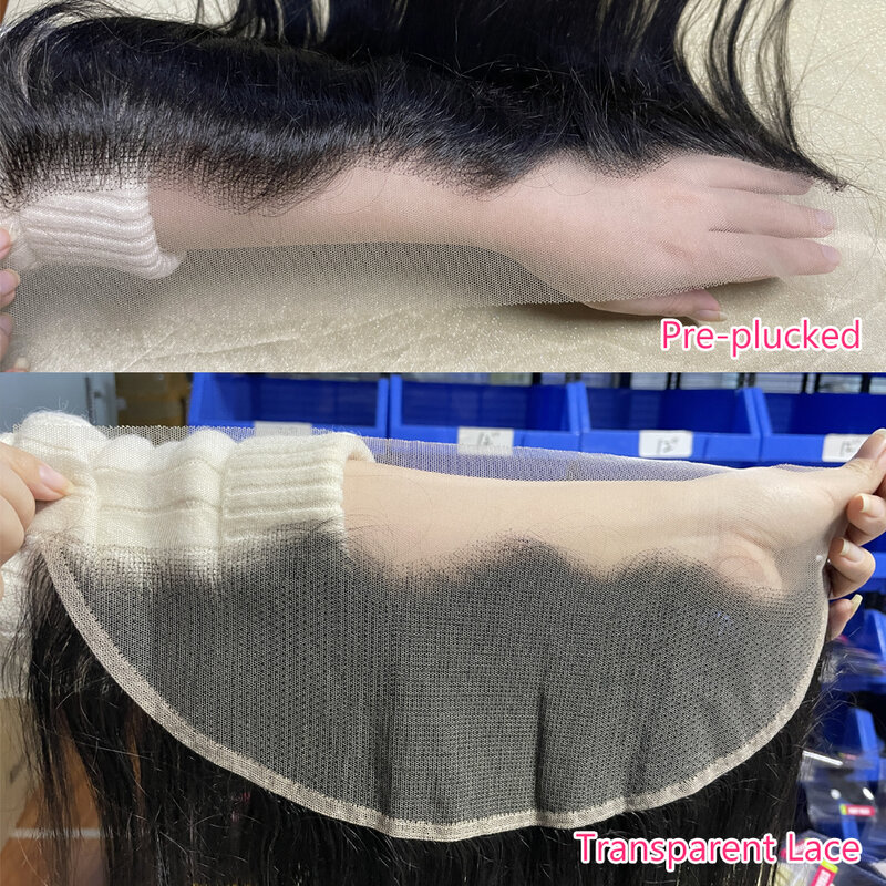 Cierre Frontal de encaje transparente para mujer, pelo humano liso brasileño 13x4 HD, 4x4, marrón