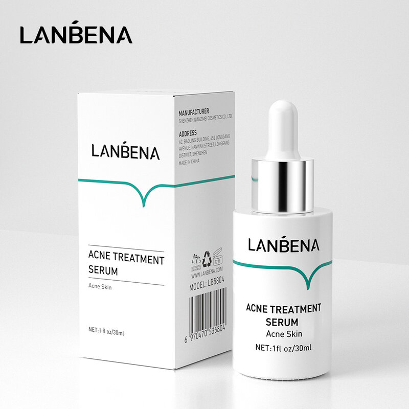 LANBENA Acne Serum Hyaluronic Oilgopeptide Anti-Acne Treatment Remove Acne Scar Spot Marks Shrink Pores Whitening Skin Care 30ml