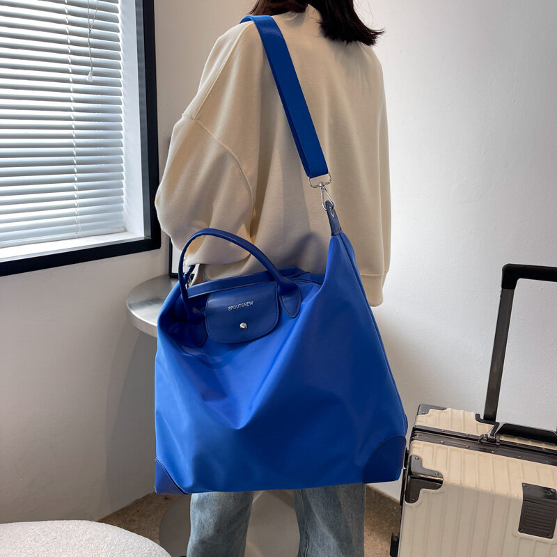 Сумка-шоппер Женская нейлоновая, большая сумка-тоут с защитой от воды, модный простой саквояж на плечо для отдыха