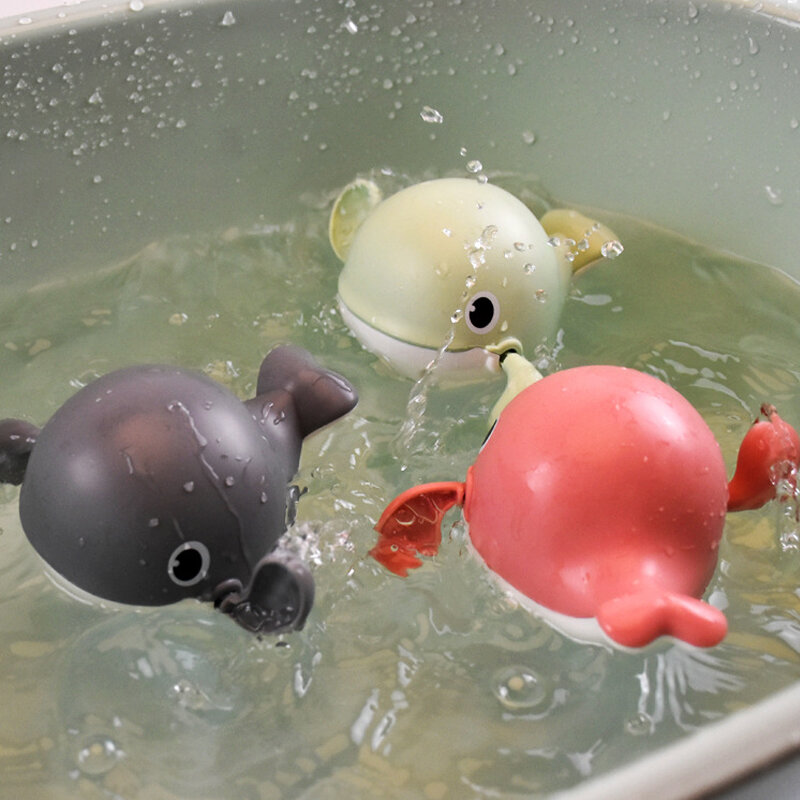 Ballena pequeña de baño del juguete del baño del bebé juguetes dibujo animado Animal adorable tortuga cangrejo clásico bebé infantil juguete para nadar de la cadena de juguete de cuerda