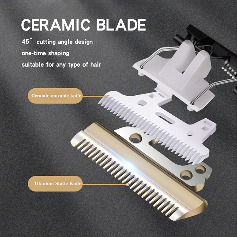 Hair Clipper Professional Men's Barber Beard Trimmer Rechargeable Hair Cutting Machine Ceramic Blade Low Noise USB